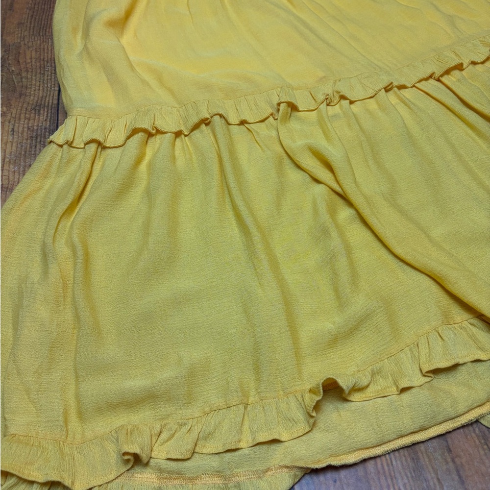 Lush Womens Yellow Smocked Tiered Ruffle Maxi Dress Small Boho Summer Sun Dress - Picture 4 of 8